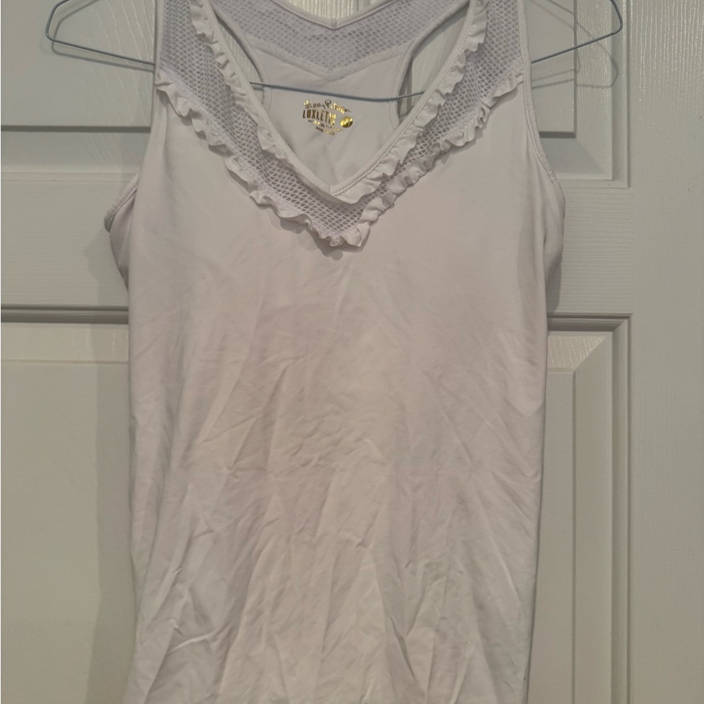 Lilly Pulitzer White Athletic tank with Ruffle Trim